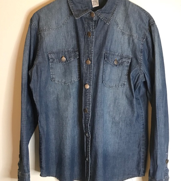 NWT Pinky XL Denim Long Sleeve Button Down Shirt - Picture 9 of 13